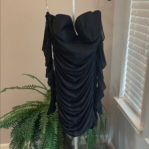Oh Polly Black Strapless Dress